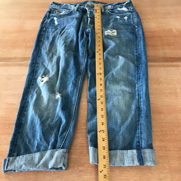 7 for all Mankind Standard Jeans Men 34x23 Blue High Rise Distressed Cuffed - Picture 5 of 13
